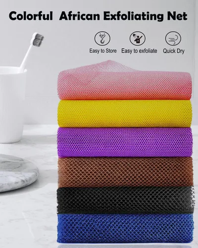 Miniatura 2 de 6 esponjas de red exfoliantes africanas, esponja de baño de 33 pulgadas de largo, red de limpieza corporal para la espalda y la piel, uso diario