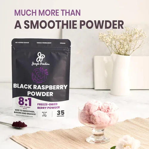 Miniatura 2 de Jungle Powders Paquete de polvo de frambuesa negra y maracuyá 100% natural, sin OMG, extracto vegano amigable para hornear, saborizar, cocinar