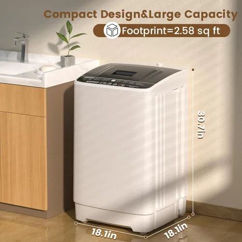 Miniatura 2 de BANGSON 1.08cu.ft Portable Washing Machine, Full-Automatic washing Machine with 8 Programs 6 Water Levels, Drain Pump and LED Display, Compact