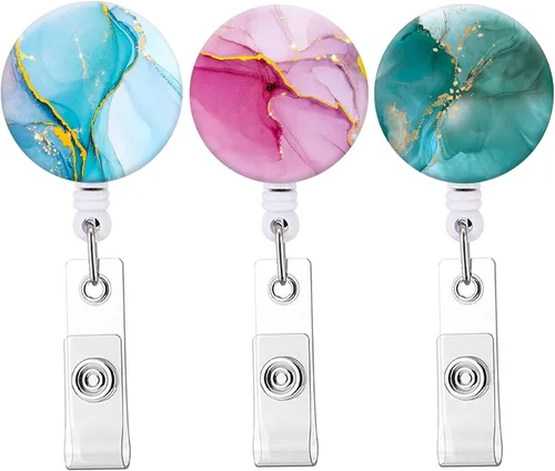 Miniatura 15 de Carrete retráctil para insignias, carretes de insignia de enfermera con clip de cocodrilo, clip decorativo con nombre en portatarjetas de Paquete