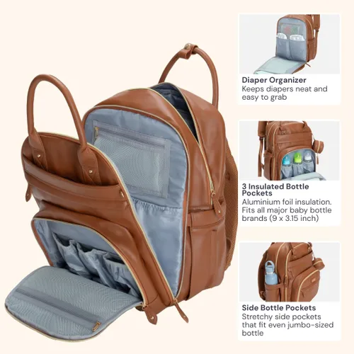 Miniatura 87 de BabbleRoo - Mochila para pañales - Bolso de viaje con artículos esenciales para bebés - Mochila multifunción resistente al agua, bolso de viaje
