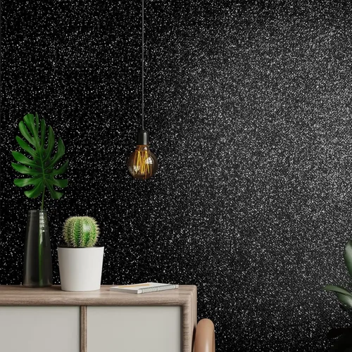 Miniatura 5 de VEELIKE Papel Tapiz Negro con Purpurina Despegar y Pegar Papel de Contacto con Purpurina Negra Brillante para Gabinetes Paredes 15.7''x118