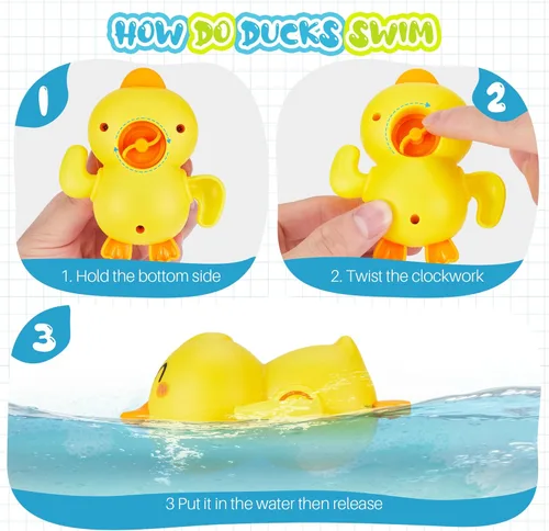 Miniatura 7 de EKU Juguetes de Baño de Hipopótamo para Niños de 18 meses+ Niños Pequeños con Vasos Apilables de Hamburguesa Pato Nadador Cangrejo Juguetes de Juego