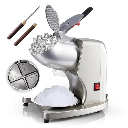 Máquina de hielo afeitado Trituradora de hielo eléctrica de 300 W, trituradora de hielo de 4 cuchillas, máquina de afeitar de hielo de 2200 rpm, Gris