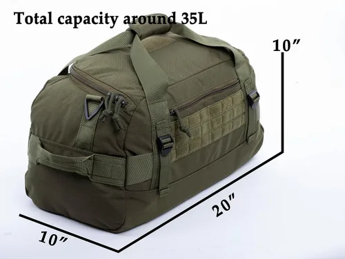 Miniatura 2 de Bolsa táctica MOLLE Gear Bag Carry on Travel Duffel Bag Ideal para viajes, caza, campo de tiro, aplicación de la ley, campamento. 35L, Verde oliva