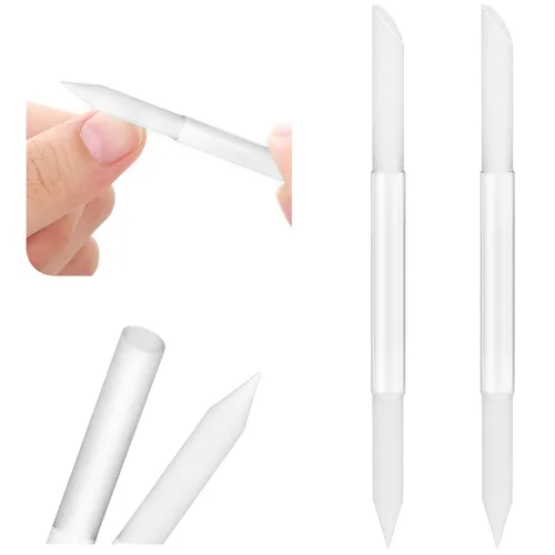 Sibba Empujador de cutículas de vidrio, herramienta removedor de cutículas de doble cara, barra de manicura, superficie abrasiva profesional para