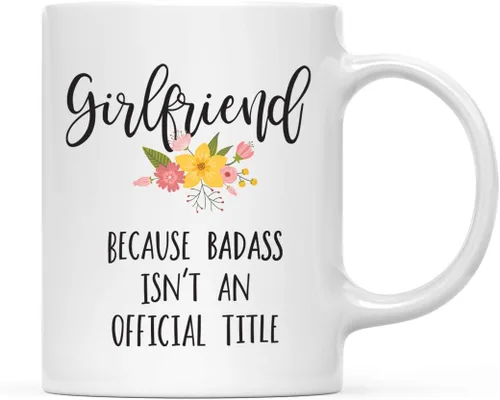 Miniatura 10 de Andaz Press Taza de café de 11 onzas, regalo de broma, tía porque Badass no es un título oficial, gráfico floral, 1 paquete