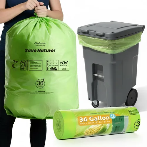 Miniatura 8 de Bolsas compostables, bolsas de basura de más de 13 galones de alto, bolsas de basura compostables para césped y hojas para patio, compatible