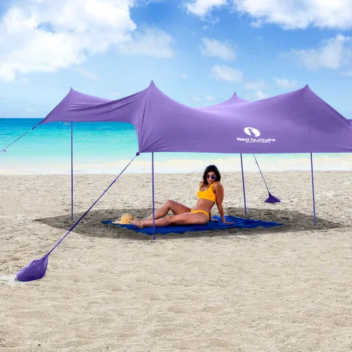 Miniatura 13 de Red Suricata Tienda de campaña familiar y toldo de playa, UPF50, parasol con 4 postes de aluminio, anclajes de 4 postes y pala de arena, lona grande