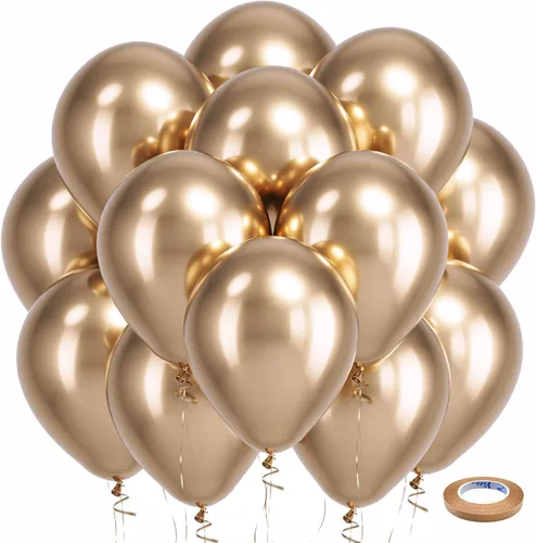 Miniatura 44 de Bezente - Globos de 12 pulgadas de látex con confeti para bodas, graduaciones, despedidas de soltera y cumpleaños, aptos para helio, dorado, 60