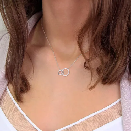 Miniatura 3 de Collares para mujeres y niñas, collar de mariposa, regalos de agradecimiento, collar de 2 círculos, regalos para abuela, tía, sobrina, hermana