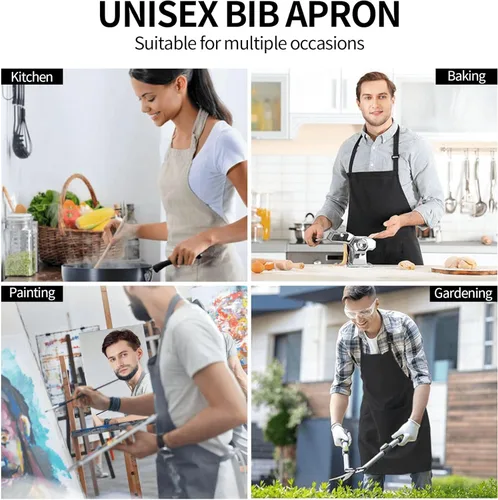 Miniatura 8 de Delantales personalizados con dos bolsillos para mujeres y hombres, delantales personalizados impresos con texto fotográfico para cocinero de cocina