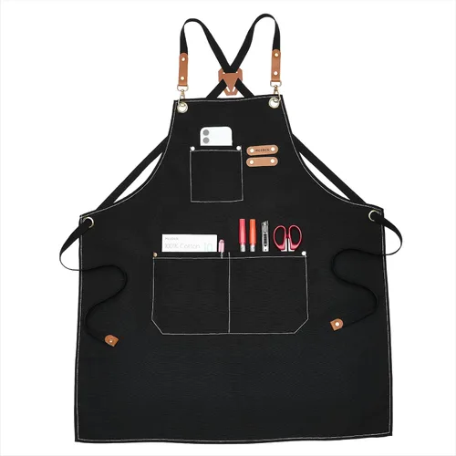 MEEDEN Delantal de pintura para hombres y mujeres: Delantal de arte de lona de poliéster impermeable ajustable con 3 bolsillos, delantal de artista