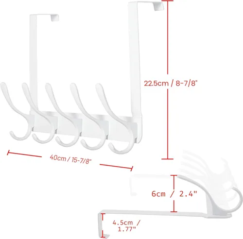 Miniatura 4 de SKOLOO Gancho para colgar sobre la puerta, ganchos para colgar ropa, toallas, abrigos, sombreros, gancho para toallas sobre la puerta, color blanco