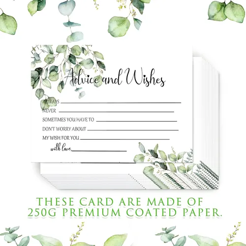 Miniatura 7 de Zonon 50 tarjetas de consejos y deseos, sin revestimiento, para boda, libro de visitas impreso de peso pesado para la novia y el novio, baby shower