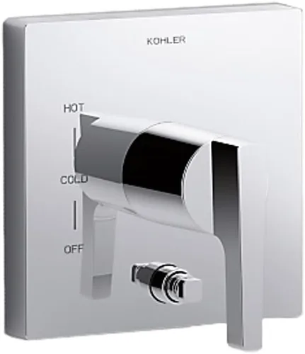 Miniatura 3 de Kohler Honesty - Moldura de válvula con desviador de botón y mango de palanca para válvula de equilibrio de presión Rite-Temp, requiere válvula