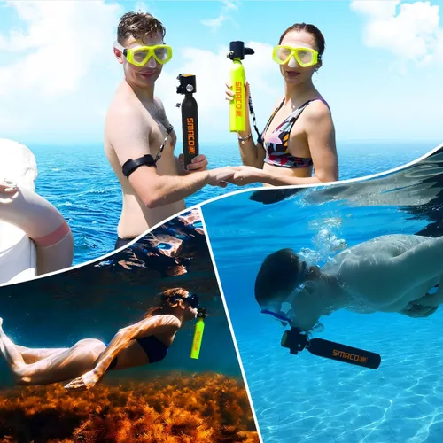 Miniatura 7 de SMACO Botella de buceo Mini Tanque 0.5L Buceo Botella Soporta 6-10 Minutos Buceo para Buceo o como Botella de Aire de Repuesto
