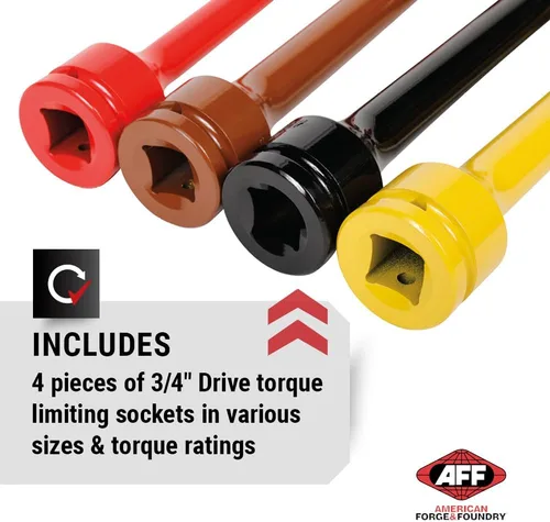 Miniatura 2 de AFF Kit de extensión de limitación de par de servicio pesado de 4 piezas con estuche de transporte, 250-475 pies/libras, unidad de 3/4 pulgadas