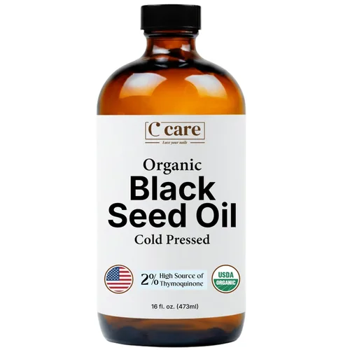 Aceite de semilla negra orgánico prensado en frío y sin refinar en botella de vidrio | Aceite de semilla de comino negro certificado USDA orgánico |
