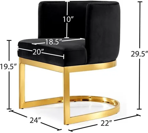 Miniatura 3 de Meridian Furniture Gianna Collection Modern Silla de comedor tapizada de terciopelo contemporáneo con marco de metal dorado pulido, 24 pulgadas