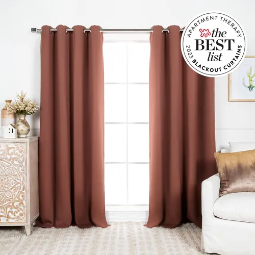 Miniatura 2 de Best Home Fashion Cortinas Opacas 2 Paneles - Tratamiento de Ventana con Aislamiento Térmico Premium Cortinas Opacas para Dormitorio - Parte Castaño