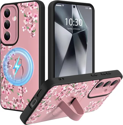 Miniatura 8 de Funda magnética compatible con Samsung Galaxy S25 Ultra para mujeres y hombres, estética flor de durazno, correa de muñeca ajustable incorporada