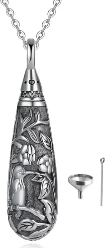 Miniatura 14 de Collar con colgante de urna de cenizas de cremación y árbol de la vida para mujer, plata de ley US1