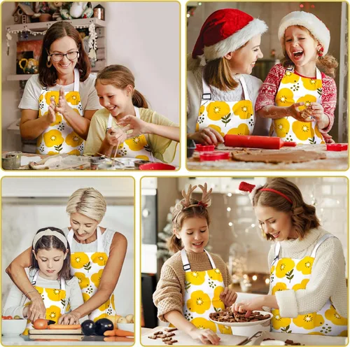 Miniatura 7 de Mommy and Me Apron Set, 2PCS Matching Aprons for Kids and Adults with Pocket, Adjustable Cute Kids Apron for Backing