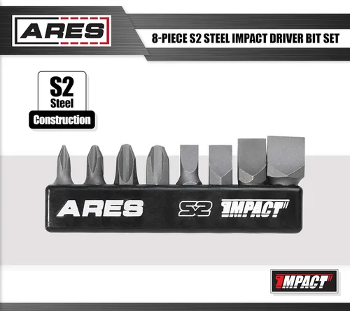 Miniatura 2 de ARES 70013 - Juego de 8 brocas de impacto de acero S2, incluye puntas Phillips de 1,2,3,4 y puntas ranuradas de 1/4 pulgadas, 5/16 pulgadas, 3/8