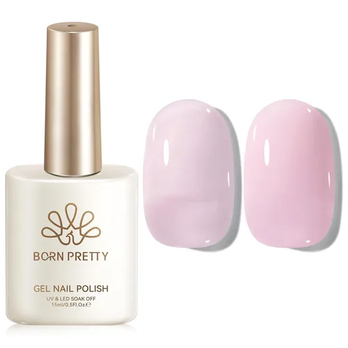 Miniatura 8 de Born Pretty Jelly Baby Pink - Esmalte de uñas de gel rosa claro, suave, transparente, neutro, translúcido, color natural, esmalte de gel UV