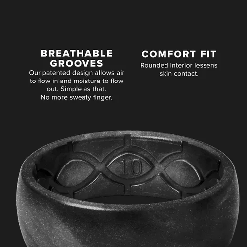Miniatura 4 de Groove Life - Anillo de boda de goma transpirable para hombres, de silicona sólida, diseño único, anillo de ajuste cómodo