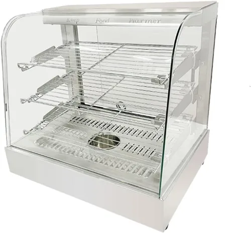 Miniatura 6 de Vitrina de calentamiento de alimentos de 15 pulgadas, vitrina de calentamiento caliente con puerta corredera y bandeja de agua, comercial