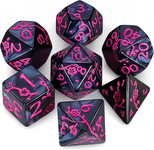 Miniatura 36 de CiaraQ DND - Juego de dados poliédricos con bolsa de dados para juegos de rol de Calabozos y Dragones RPG MTG (fuente negra y blanca)