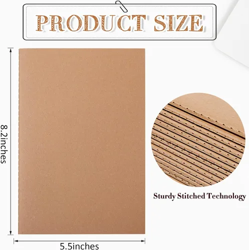 Miniatura 2 de Paquete de 72 cuadernos de papel kraft de 5.5 x 8.3 pulgadas, cuadernos A5 a granel de tapa blanda a rayas para niños, estudiantes, escritura, Marrón
