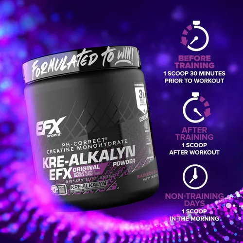 Miniatura 8 de EFX Sports Kre-Alkalyn EFX Powder Suplemento en polvo de monohidrato de creatina pH correcto Fuerza, crecimiento muscular y rendimiento 110