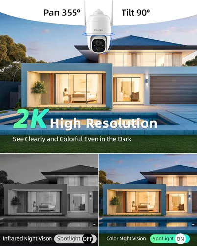 Miniatura 2 de Cámara de seguridad solar inalámbrica MaxiViz para exteriores, cámaras de seguridad para el hogar con panel solar, vista en vivo de 360°, visión