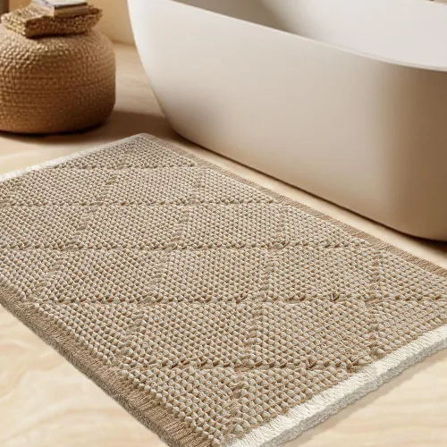 Miniatura 40 de Tapete de baño con diseño de gofre, moderno, bohemio, absorbente, antideslizante, ultrasuave, lavable a máquina, con letra de baño, dormitorio
