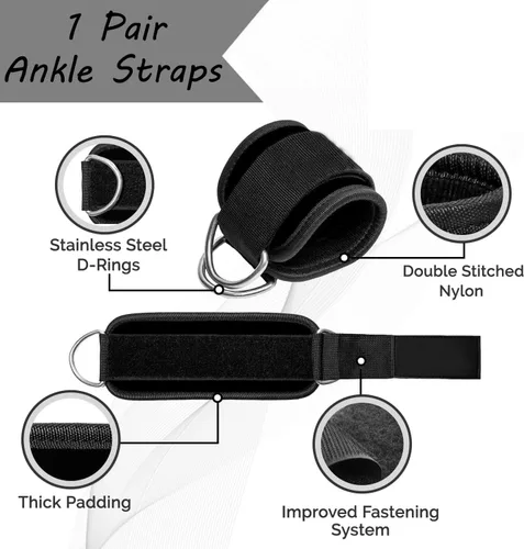 Miniatura 2 de Correas para Tobillo Bandas de Resistencia para Tobillo Puños para Muñeca Correas Acolchadas Ajustables Fitness Glúteo Kickback Anillo en D