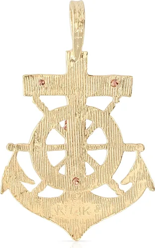 Miniatura 2 de Ioka - 14K Two Tone Gold Religious Crucifix Anchor Charm Small Pendant For Necklace or Chain