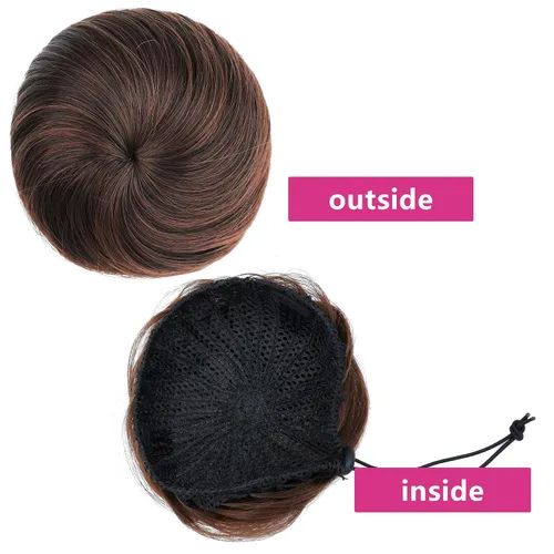 Miniatura 8 de Moños para el cabello, 2 unidades, color marrón, moño falso, para el lugar de trabajo, nupcial, boda, pelo updo para mujeres y abuelas