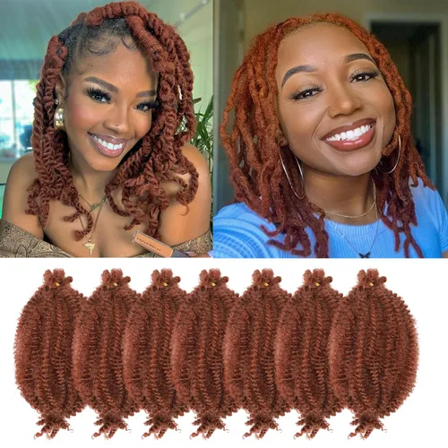 Miniatura 52 de Marley Twist - Cabello trenzado de 16 pulgadas, cabello afro trenzado elástico, paquete de 7 paquetes, cabello rizado rizado ombré, marrón Marrón