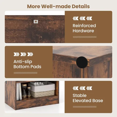 Miniatura 6 de Giantex Estantería de 3 cubos, color marrón, estantería abierta industrial moderna de 3 niveles con estantes ajustables, dispositivo antivuelco