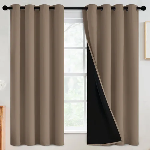 Miniatura 165 de SimpleHome - Cortinas opacas 100% para recámara, cortinas de ventana con ojales beige, con aislamiento térmico, cortinas de oscurecimiento