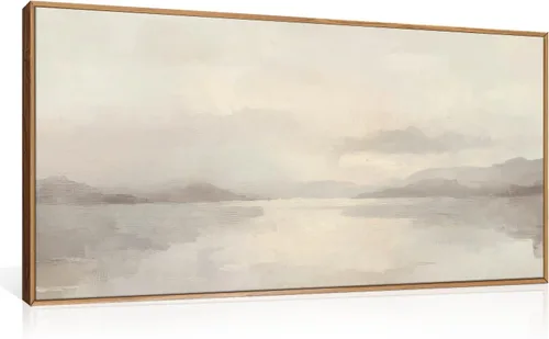 Miniatura 29 de LHIUEM Gran Arte de Pared de Lienzo Abstracto Marrón Gris Enmarcado, Decoración de Pared en Toques de Pincel Pastel, Pintura de Pared Moderna