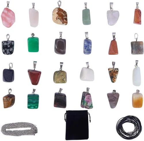 Miniatura 8 de SUNNYCLUE Colgantes de piedras preciosas naturales de cuentas de chakras curativas de forma irregular