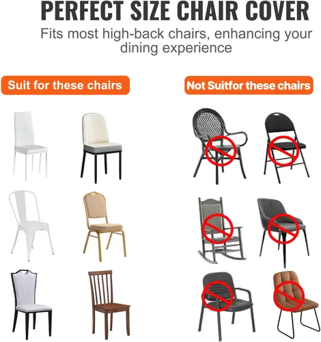 Miniatura 3 de VEVOR 12 Piezas Fundas de Silla de Frente Plano Poliéster Spandex Funda de Silla Elástica Fundas Deslizantes, Bodas, Vacaciones, Banquetes, Fiestas