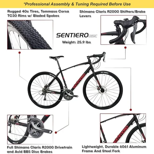 Miniatura 2 de Tommaso Sentiero Sport Performance Aluminum Gravel Bike Shimano Claris 24 Speeds Road Bicycle Men Road Bikes for Men