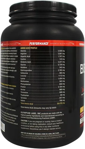 Miniatura 4 de Olympian Labs Polvo aislado de proteína de res, 0.85 oz de proteína, libre de BST, 0.07 oz de BCAA's, aminoácidos de construcción muscular, 1 libra