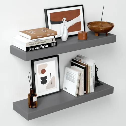 Miniatura 15 de Homeforia Estante flotante blanco de 48 pulgadas, estantes flotantes de madera maciza de alta gama de 48 pulgadas de largo para montaje en pared