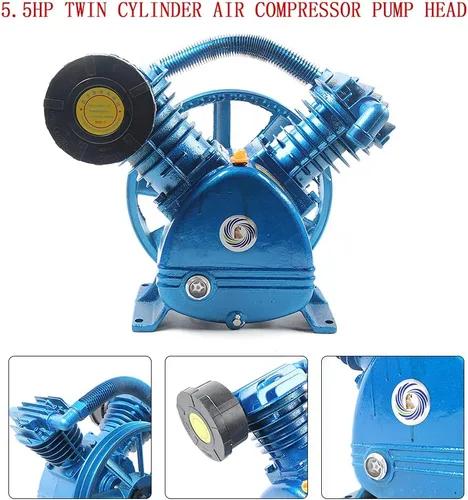 Miniatura 3 de Cabezal de bomba de compresor de aire, 5.5HP 21CFM 175PSI V-tipo 2-Cilindro Bomba Compresor de Aire Cabeza Doble Etapa 4KW